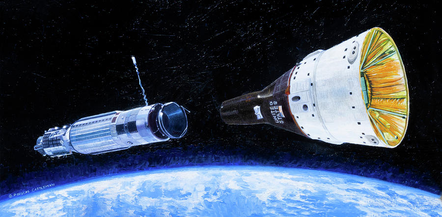 Gemini 8 First Docking Painting by Douglas Castleman