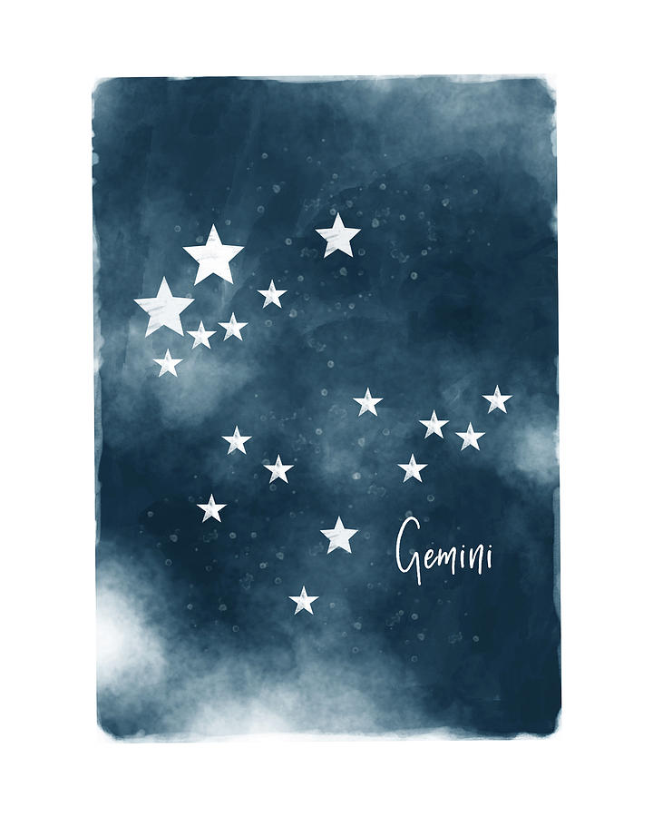 Gemini Star Map- Art by Linda Woods Mixed Media by Linda Woods