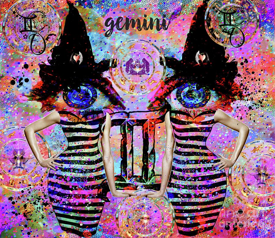Gemini Zodiac Art Mixed Media