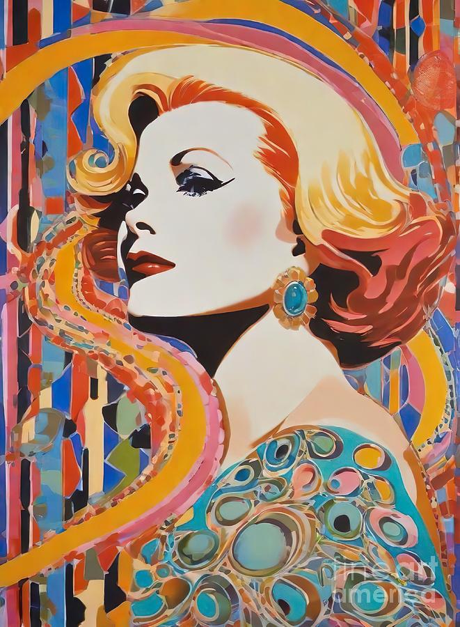 Gena Rowlands abstract portrait Digital Art by Movie World Posters