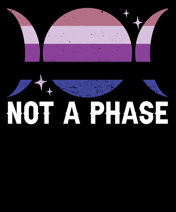 Gender Fluid Moon Genderless Non Binary Pride - Not A Phase Digital Art ...