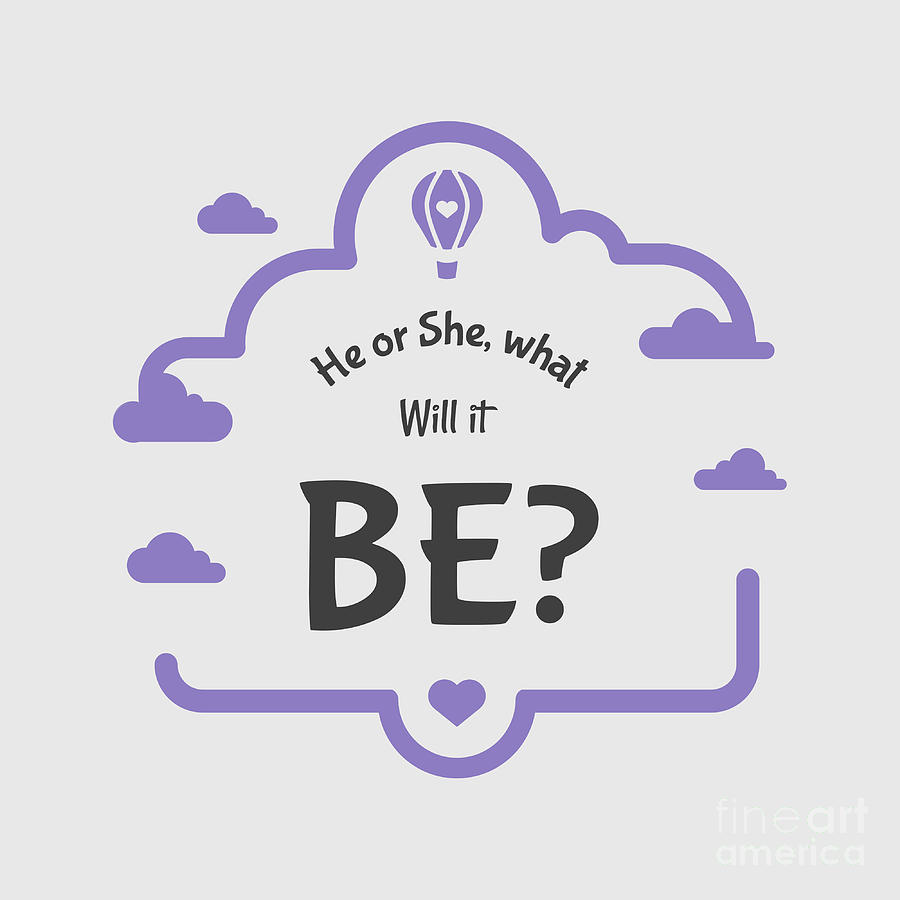 Gender Reveal Gift Cute New Born Baby Pun For New Mom Dad He Or She What Will It Be Digital Art By Funny Gift Ideas