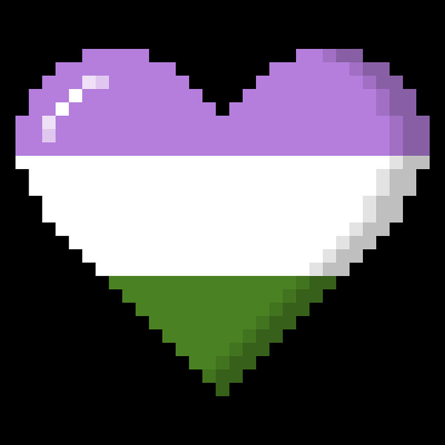 Genderqueer Pride 8Bit Pixel Heart Digital Art by Patrick Hiller | Fine ...