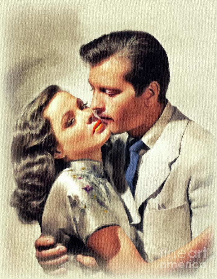 Gene Tierney and George Montgomery, Hollywood Legends Painting by Esoterica Art Agency