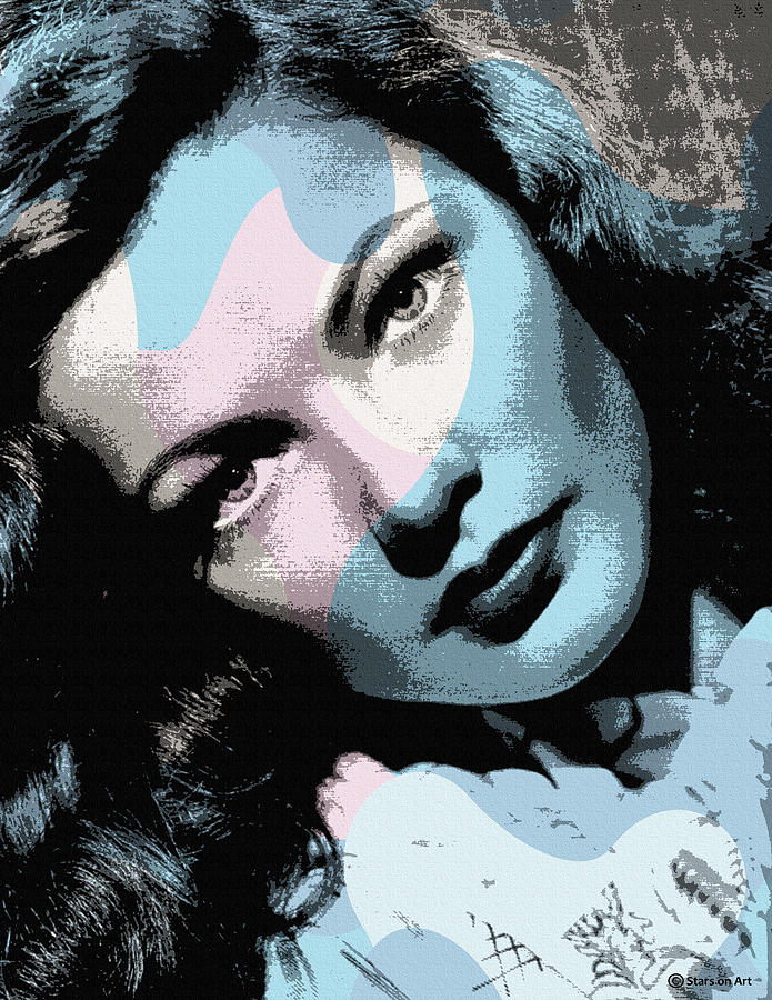 Gene Tierney modernized portrait Mixed Media by Movie World Posters