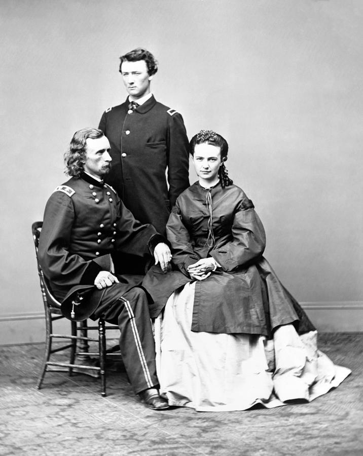 General Custer With His Wife And Brother - 1865 Photograph by War Is Hell Store