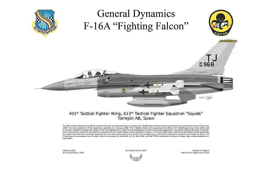 General Dynamics F-16A Fighting Falcon 613TFS Digital Art by Arthur Eggers