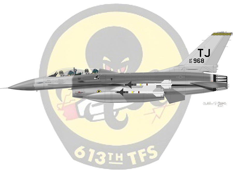 General Dynamics F-16B Fighting Falcon 613TFS Torrejon AB Spain Digital Art by Arthur Eggers
