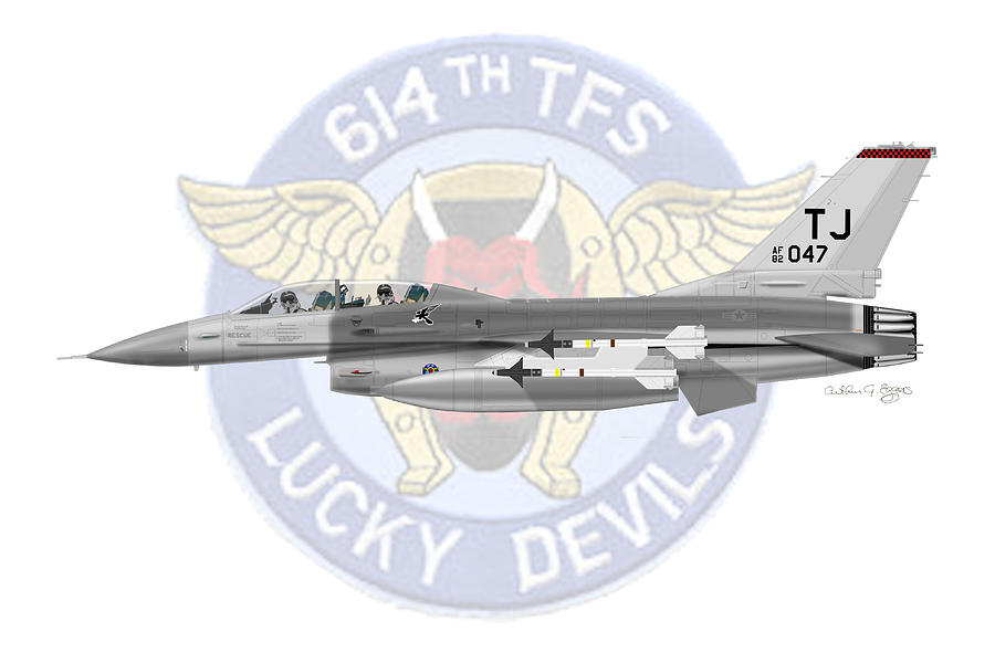 General Dynamics F-16B Fighting Falcon 614TFS Torrejon AB Spain Digital Art by Arthur Eggers