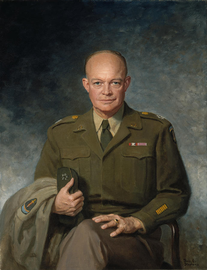General Eisenhower Portrait - Thomas Edgar Stephens Painting by War Is Hell Store
