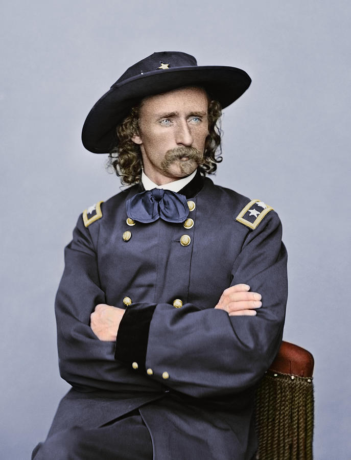 General George Armstrong Custer - Colorized Photograph by War Is Hell Store