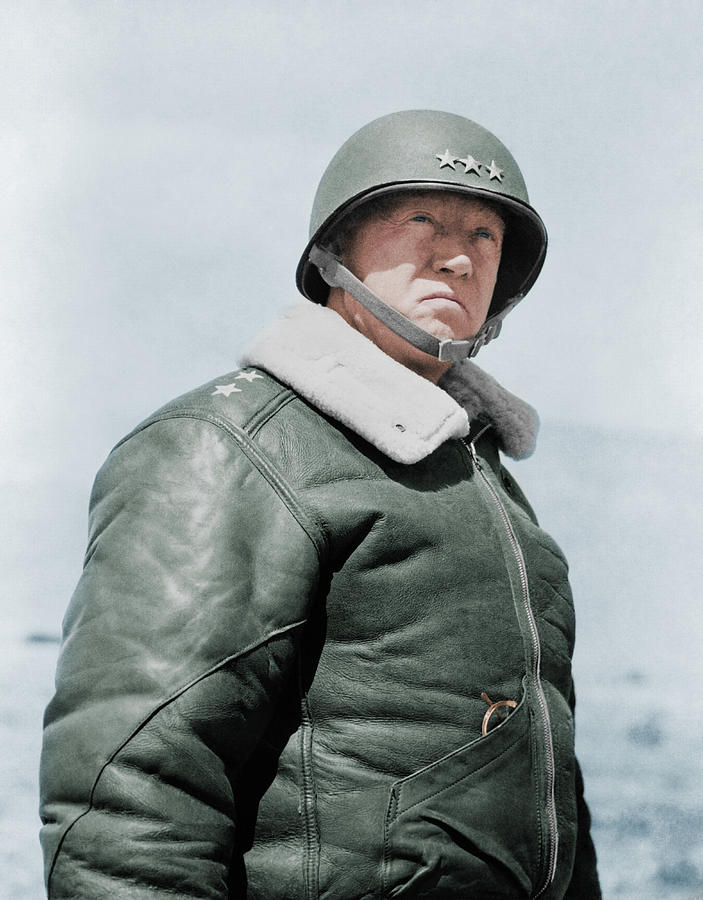 General George Patton - Colorized Photograph by War Is Hell Store