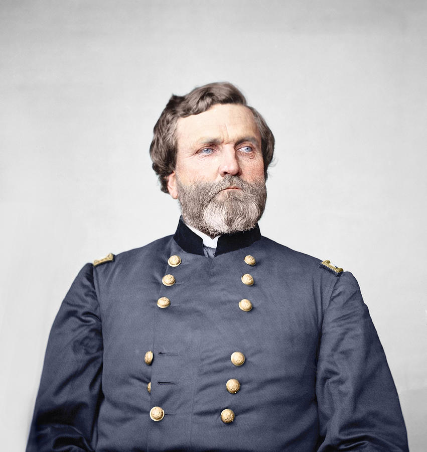 General George Thomas Portrait - The Rock of Chickamauga - Colorized Photograph by War Is Hell Store