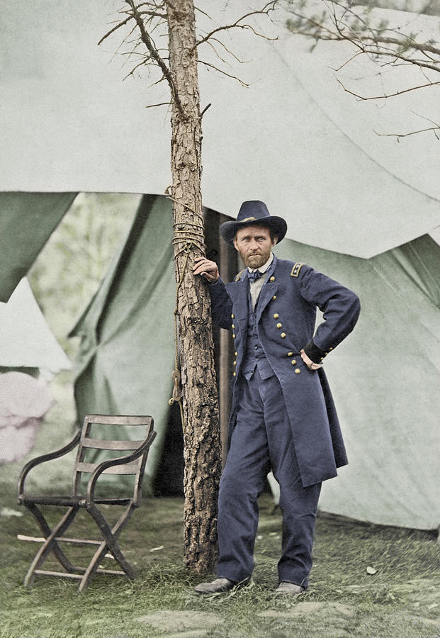 General Grant Outside Headquarters - Cold Harbor Virginia - 1864 - Colorized Photograph by War Is Hell Store