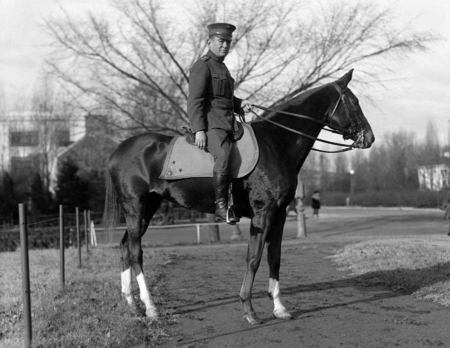 General John Lejeune On Horseback - 1920 Photograph by War Is Hell Store