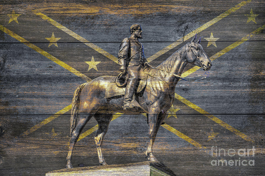 General Lee and Traveller on Wood Gettysburg  Digital Art by Randy Steele