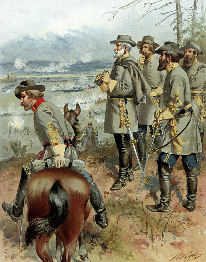 Civil War Painting - General Lee at The Battle of Fredericksburg by War Is Hell Store