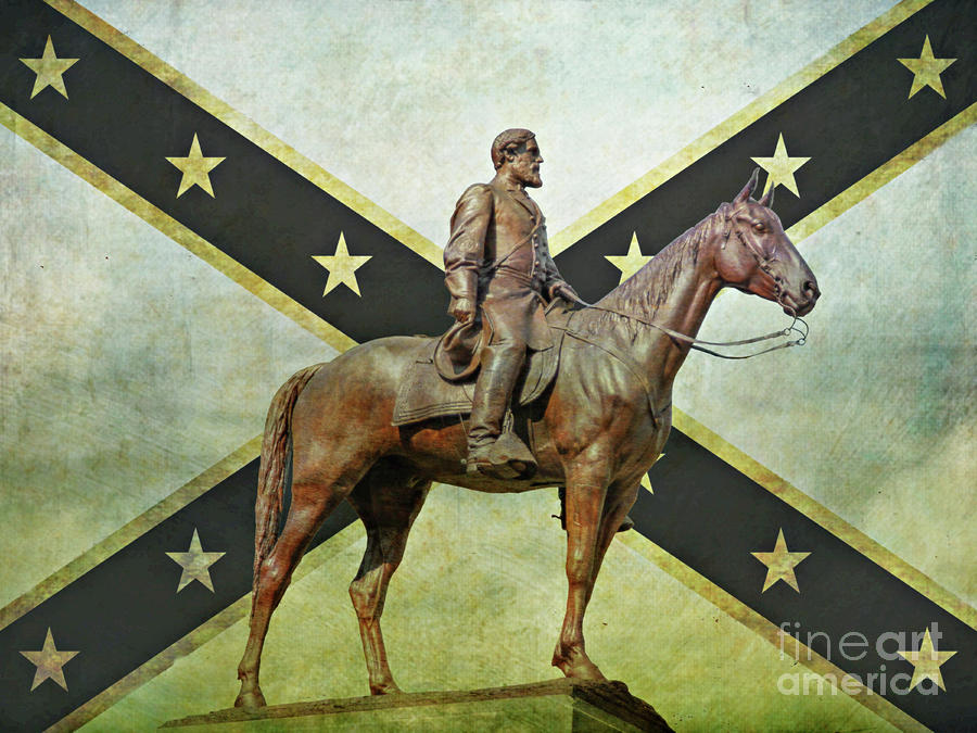 General Lee on Traveller Gettysburg Rebel Flag Digital Art by Randy Steele