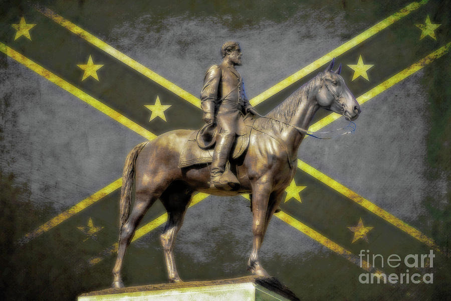 Gettysburg National Park Digital Art - General Lee Statue Gettysburg Mono by Randy Steele