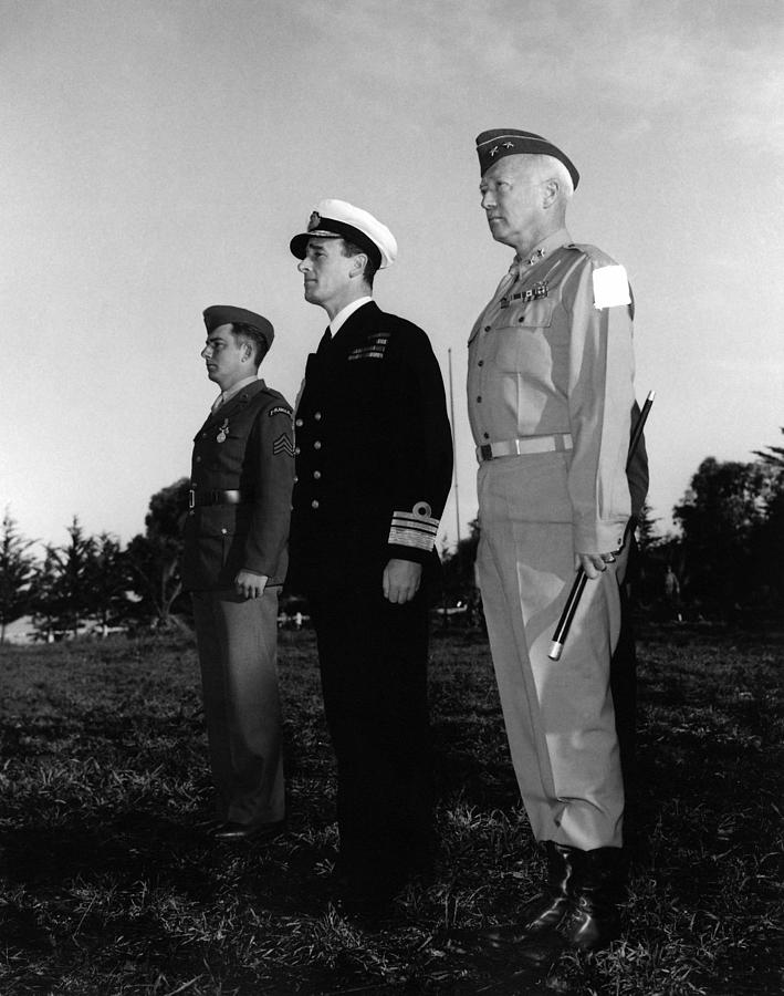 General Patton and Admiral Mountbatten During Medal Ceremony - 1943 Photograph by War Is Hell Store