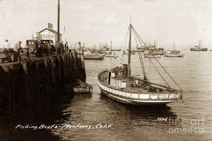 Boat Photograph - General Pershing  55 foot Lampara style fishing boat at Monterey by Monterey County Historical Society