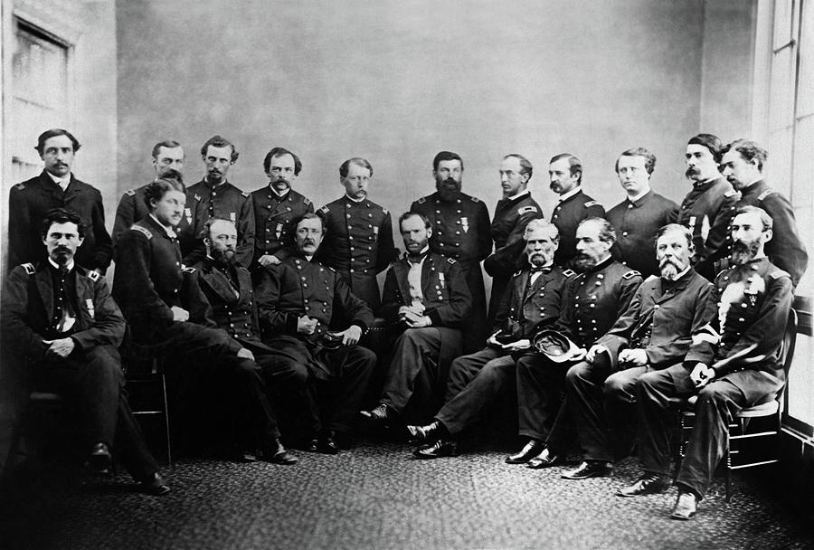 General Sherman And His Staff - 1865 Photograph by War Is Hell Store