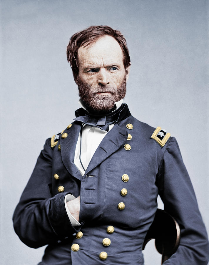 General Sherman - Hand In Coat Portrait - Colorized Photograph by War Is Hell Store