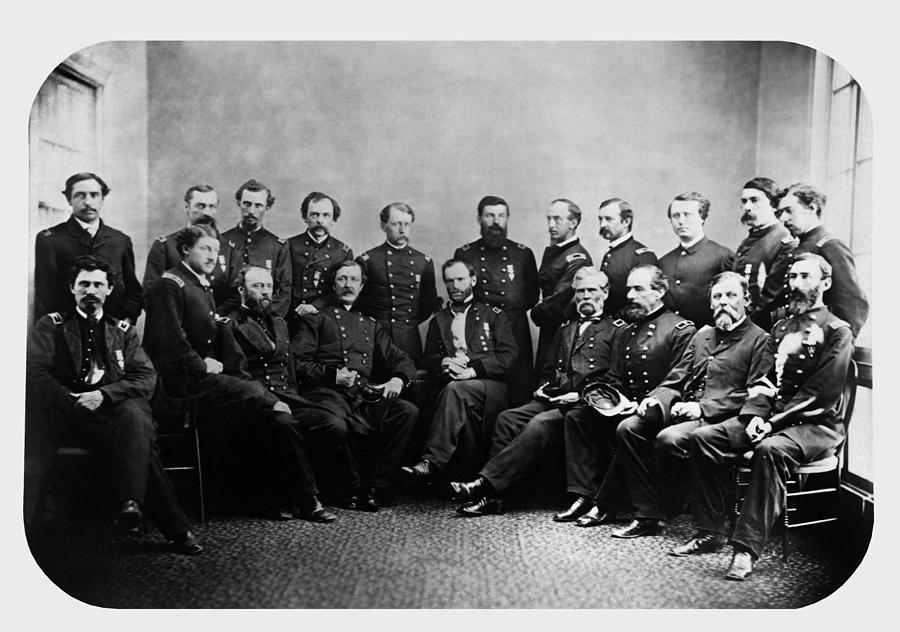 General William Tecumseh Sherman and His Staff - Civil War - 1865 Photograph by War Is Hell Store