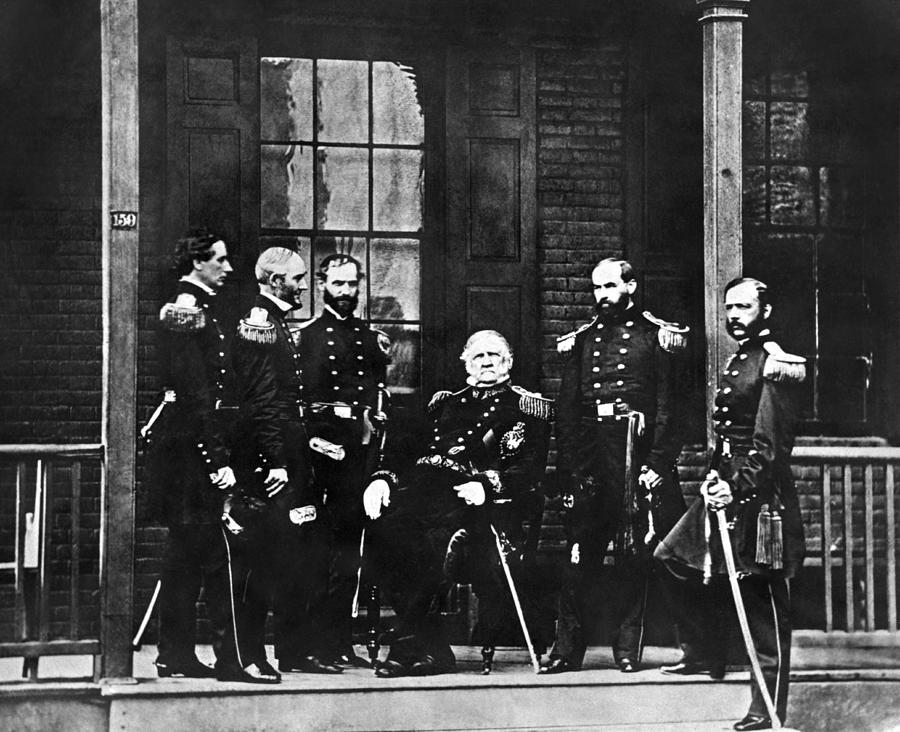 General Winfield Scott And Staff - 1861 Photograph by War Is Hell Store