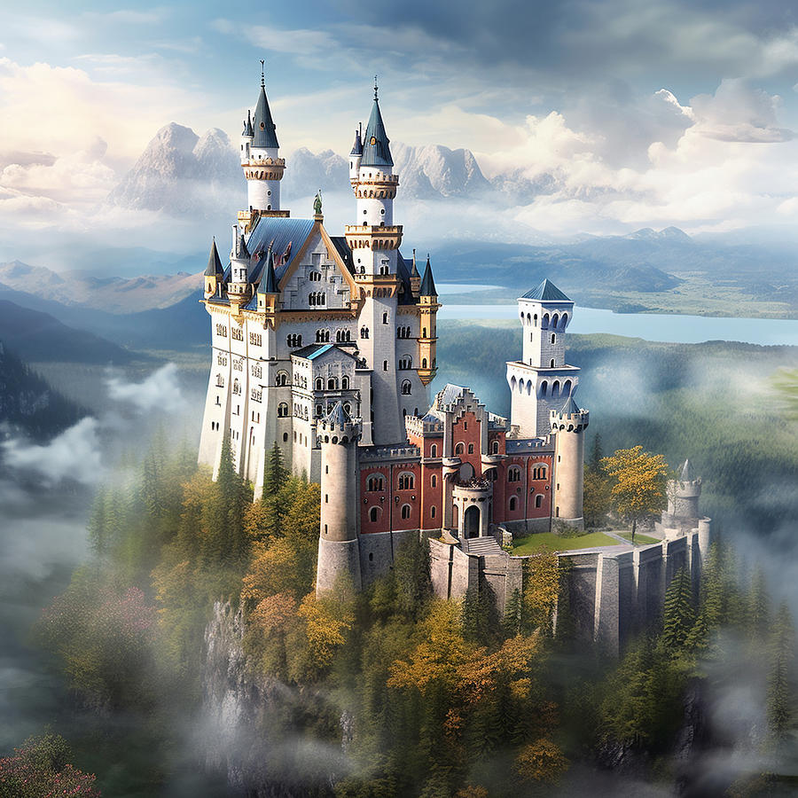 Generate scene of Neuschwanstein Castle clear by Asar Studios Painting ...