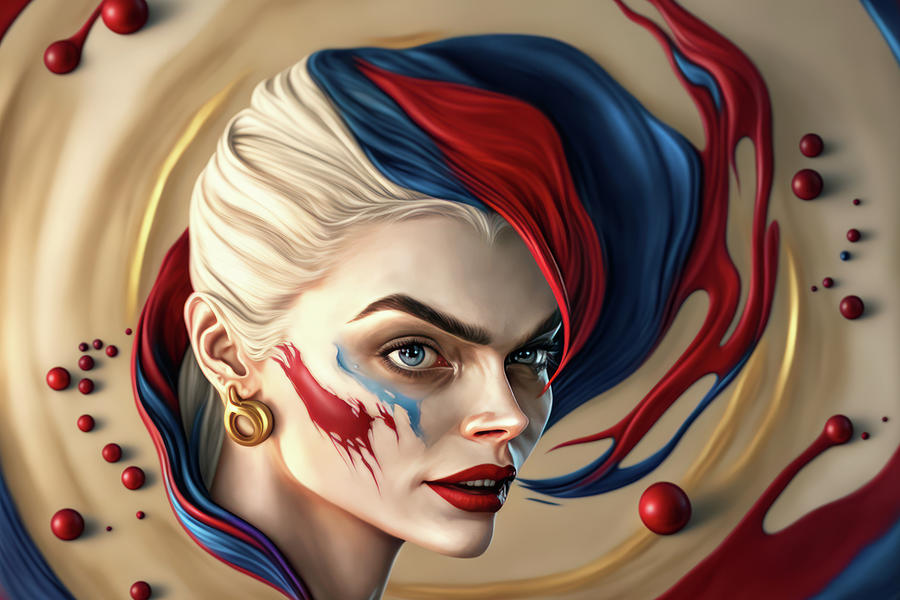 Generative AI colorful concept style image of DC Harley Quinn