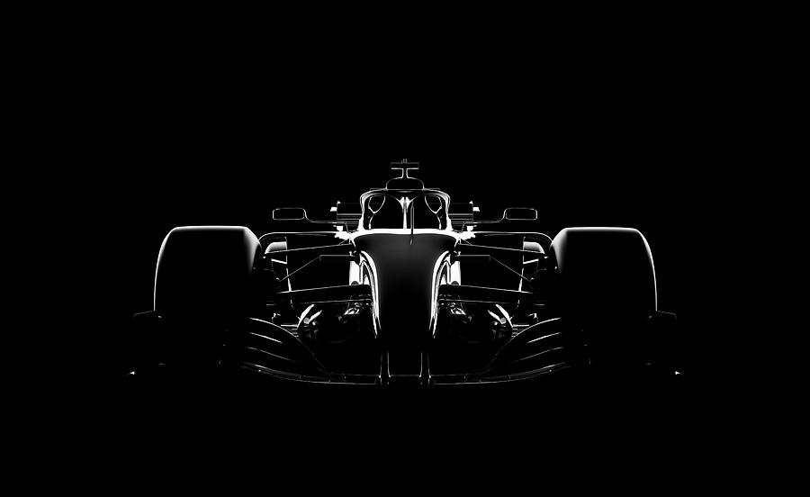 Generic Racecar (racing Car) Prototype, Photorealistic Render, Silhouette On Black Photograph by Arand