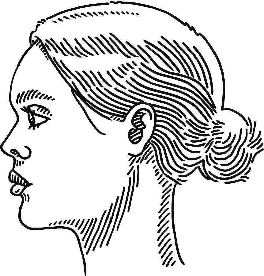 Generic Woman Portrait Side View Drawing Drawing by FrankRamspott