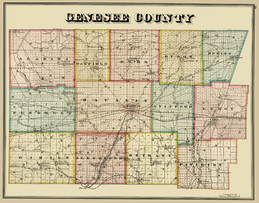 Genesee County Map 1876 Photograph by Phil Cardamone