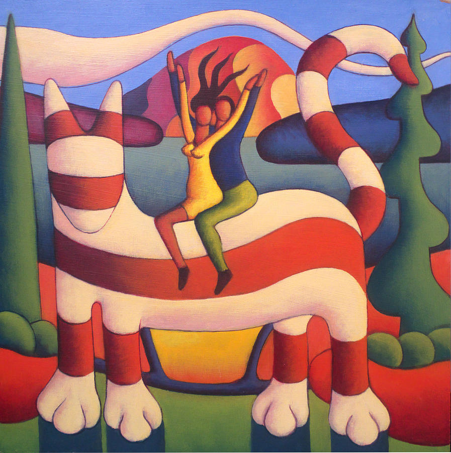 Genetic Cat with figures Painting by Alan Kenny