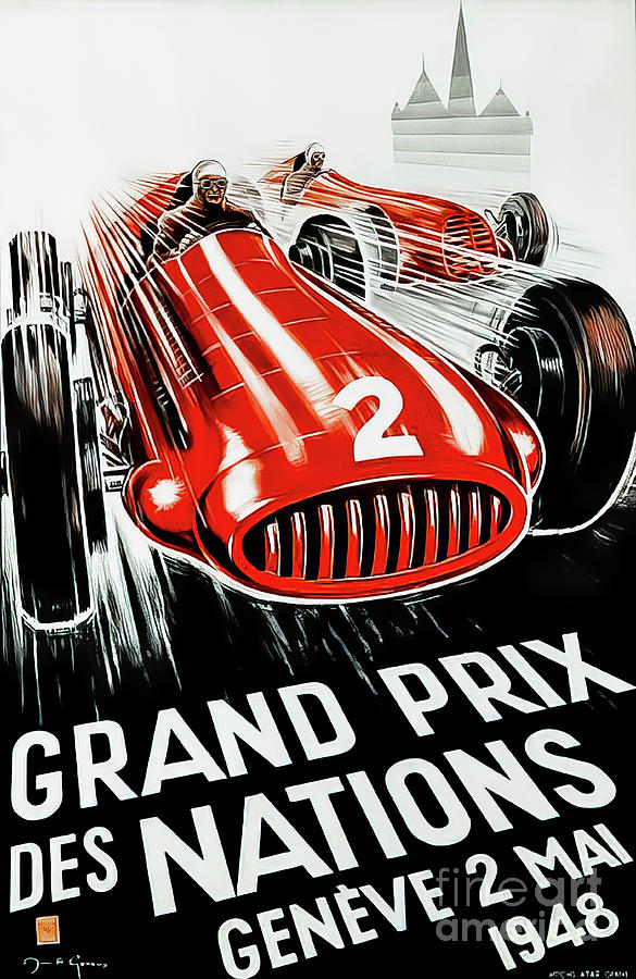 Geneva 1948 Grand Prix Drawing by M G Whittingham