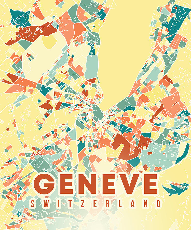 Geneve Switzerland Map Digital Art by Alexandru Chirila - Pixels