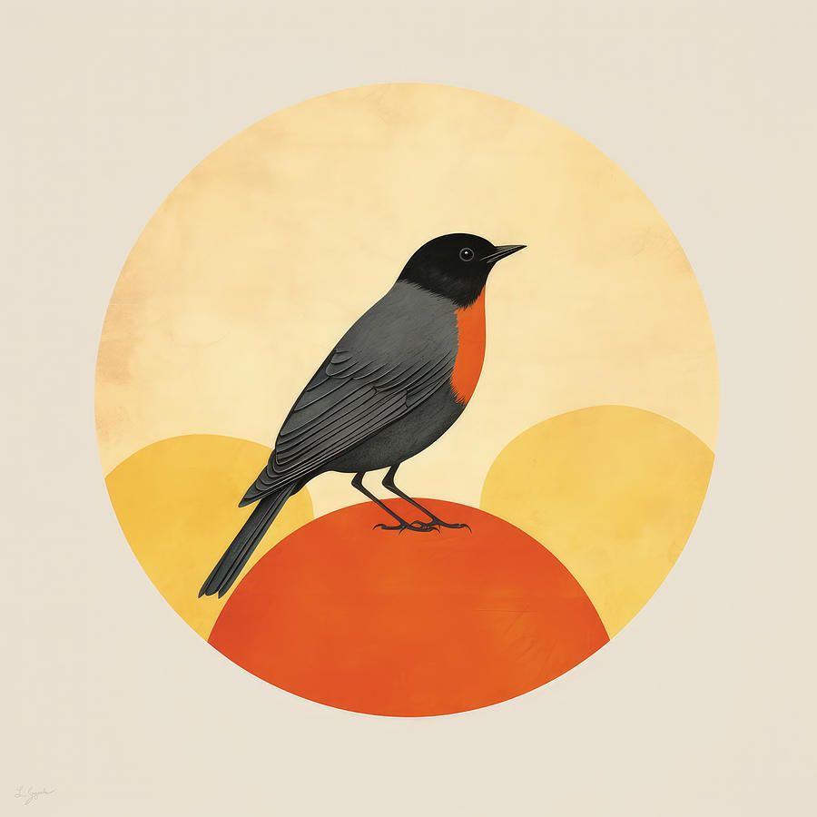 Robin Painting - Gentle Isolation - Robin Paintings by Lourry Legarde