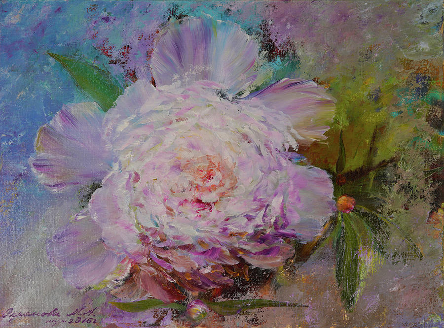 Gentle pink bud of peony, pink flower, Flower petals Painting by Marina ...