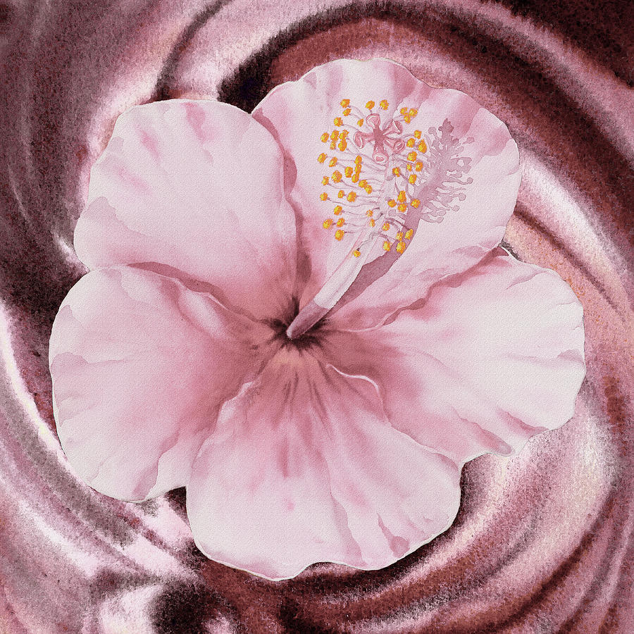 Gentle Pink Hibiscus Flower Watercolor  Painting by Irina Sztukowski
