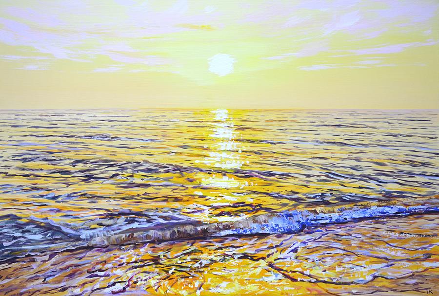 Gentle sea. Sunset. Painting by Iryna Kastsova