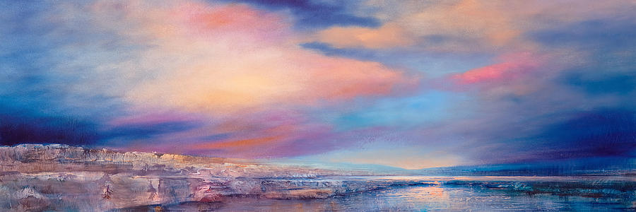 Gentle silence - rose skies and a wide space Painting by Annette Schmucker