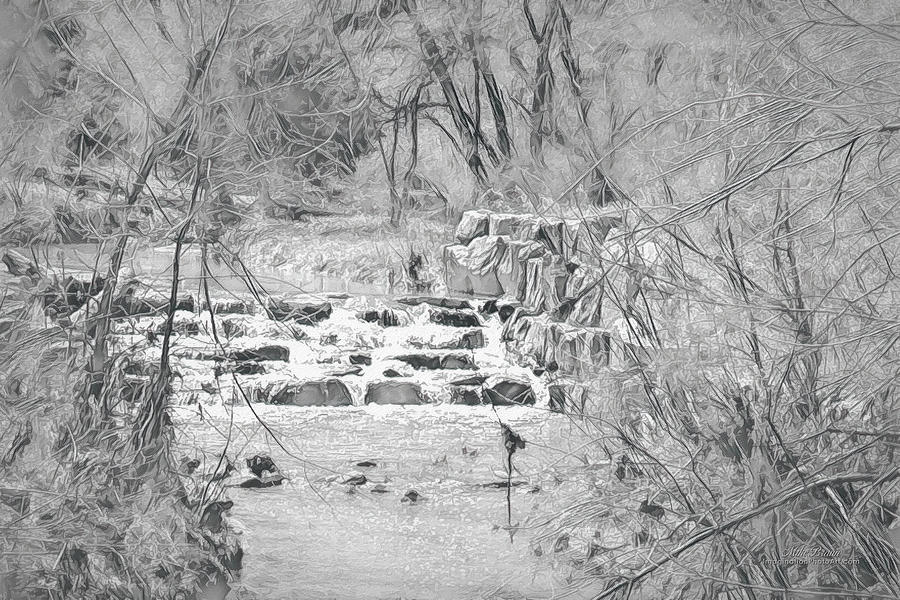 Waterfall Digital Art - Gentle Waterfall - Ashen by Mike Braun Waterfall Digital Art - Gentle Waterfall - Ashen by Mike Braun