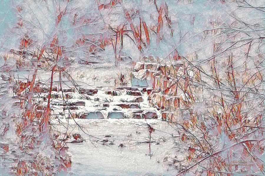 Waterfall Digital Art - Gentle Waterfall - Pastel by Mike Braun Waterfall Digital Art - Gentle Waterfall - Pastel by Mike Braun