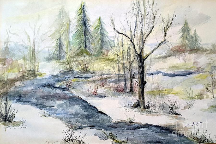 Gentle Winter Painting by Jodie Marie Anne Richardson Traugott          aka jm-ART
