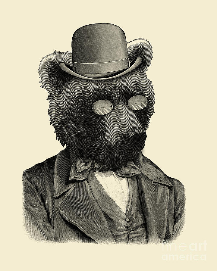 Vintage Digital Art - Gentleman Bear by Madame Memento