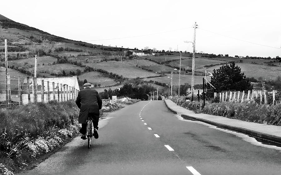 Gentleman Cycling in Northern Ireland in B W Photograph by Lexa Harpell
