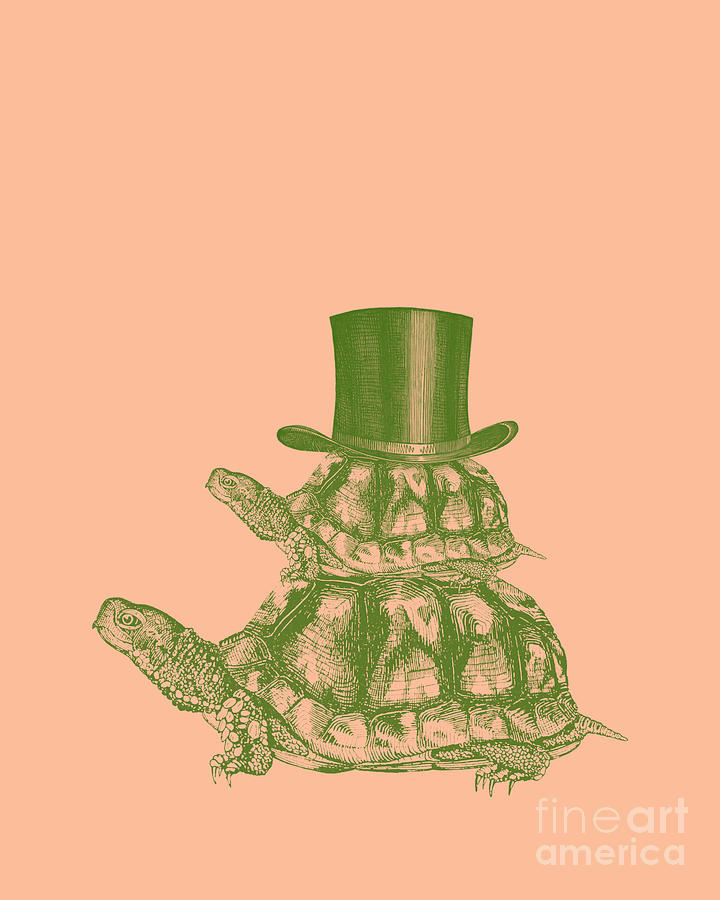 Turtle Digital Art - Gentlemen Turtles by Madame Memento