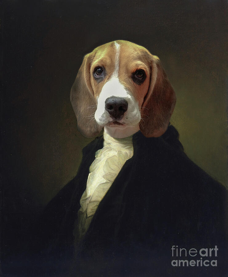 Surrealism Painting - George Washington dog portrait by Delphimages Photo Creations