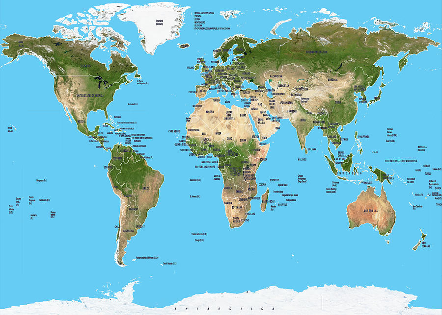 Geographic World Map Digital Art